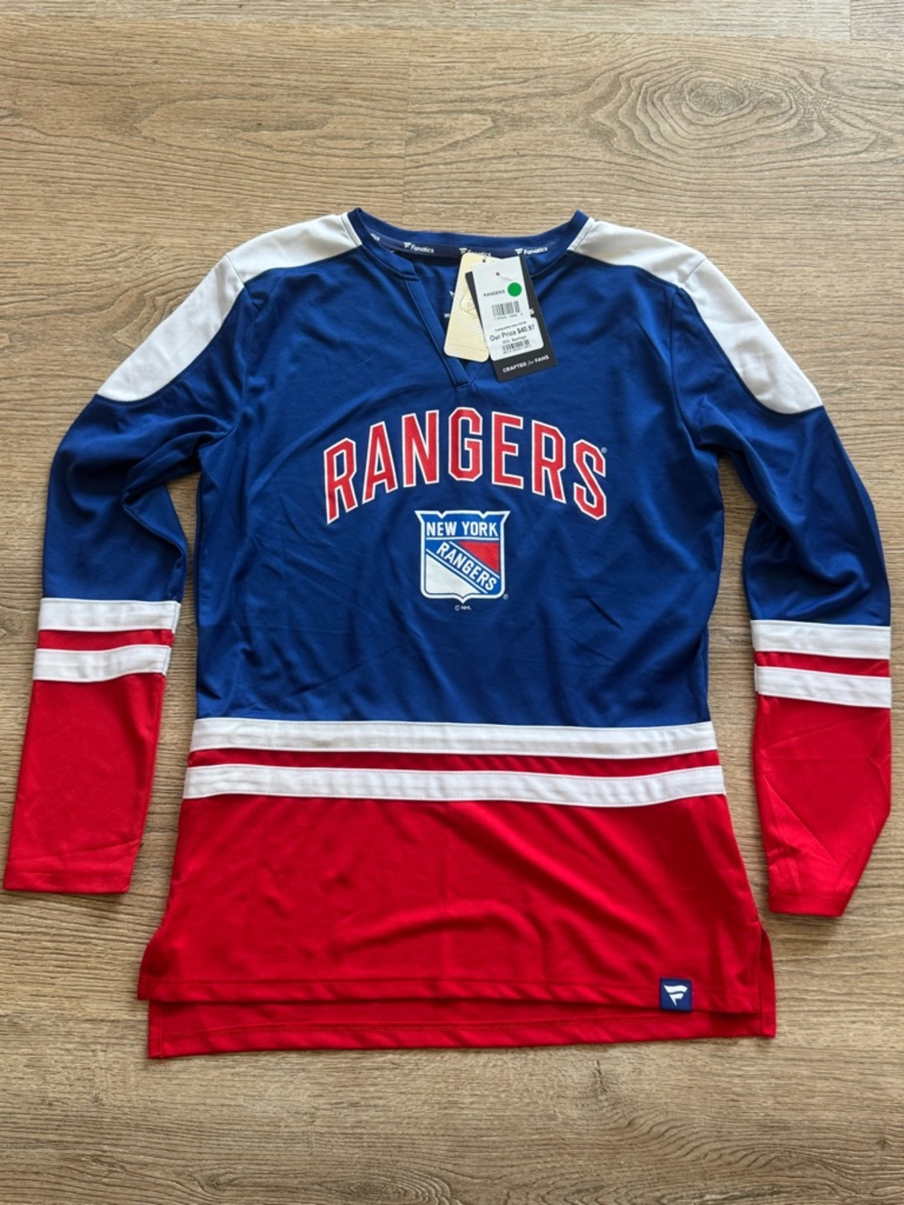 New York Rangers Long Sleeve Fan Top - Blue & Red